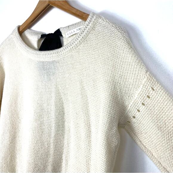 Ulla Johnson | White Sweater Black Bow Back Wool Alpaca Blend L - Picture 3 of 10